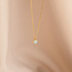 Tiny Opal Heart Necklace  Silver 18K Gold Plated