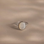 Mother of Pearl Signet Ring Silver 18K Gold Plated