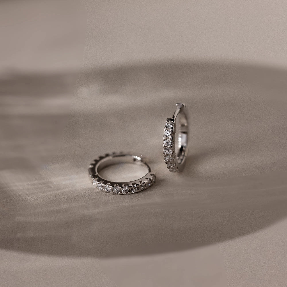 Coco Pave Huggies Silver 18K Gold Plated