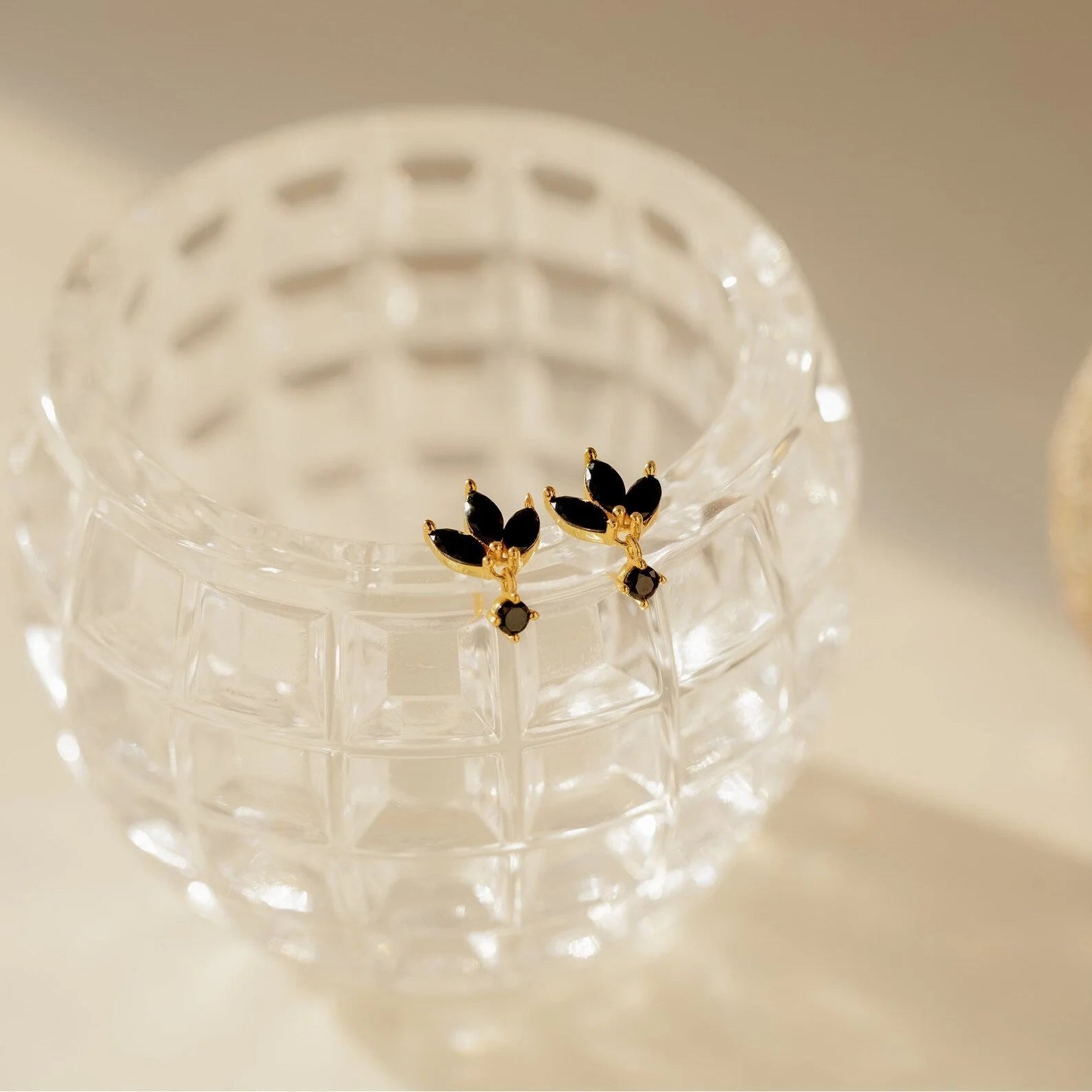 Emily Black Petal Earrings