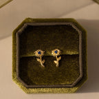 Birth Flower Stud Earrings Silver 18K Gold Plated