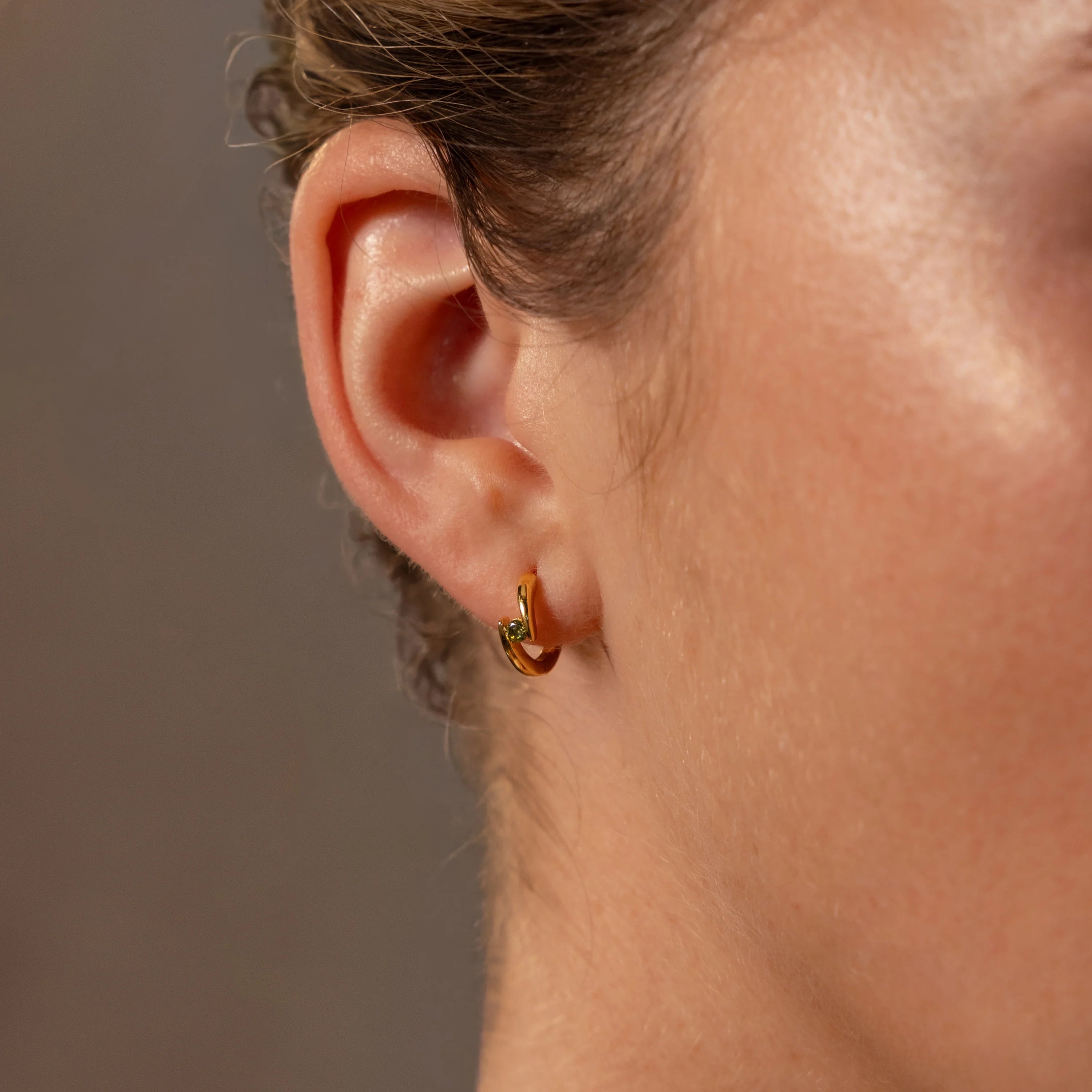 Blue Zircon Huggies Silver 18K Gold Plated