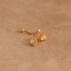 Heart Diamond Flatback Studs Silver 18K Gold Plated