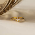 Pave Diamond Pearl Ring Silver 18K Gold Plated