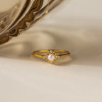 Pave Diamond Pearl Ring Silver 18K Gold Plated
