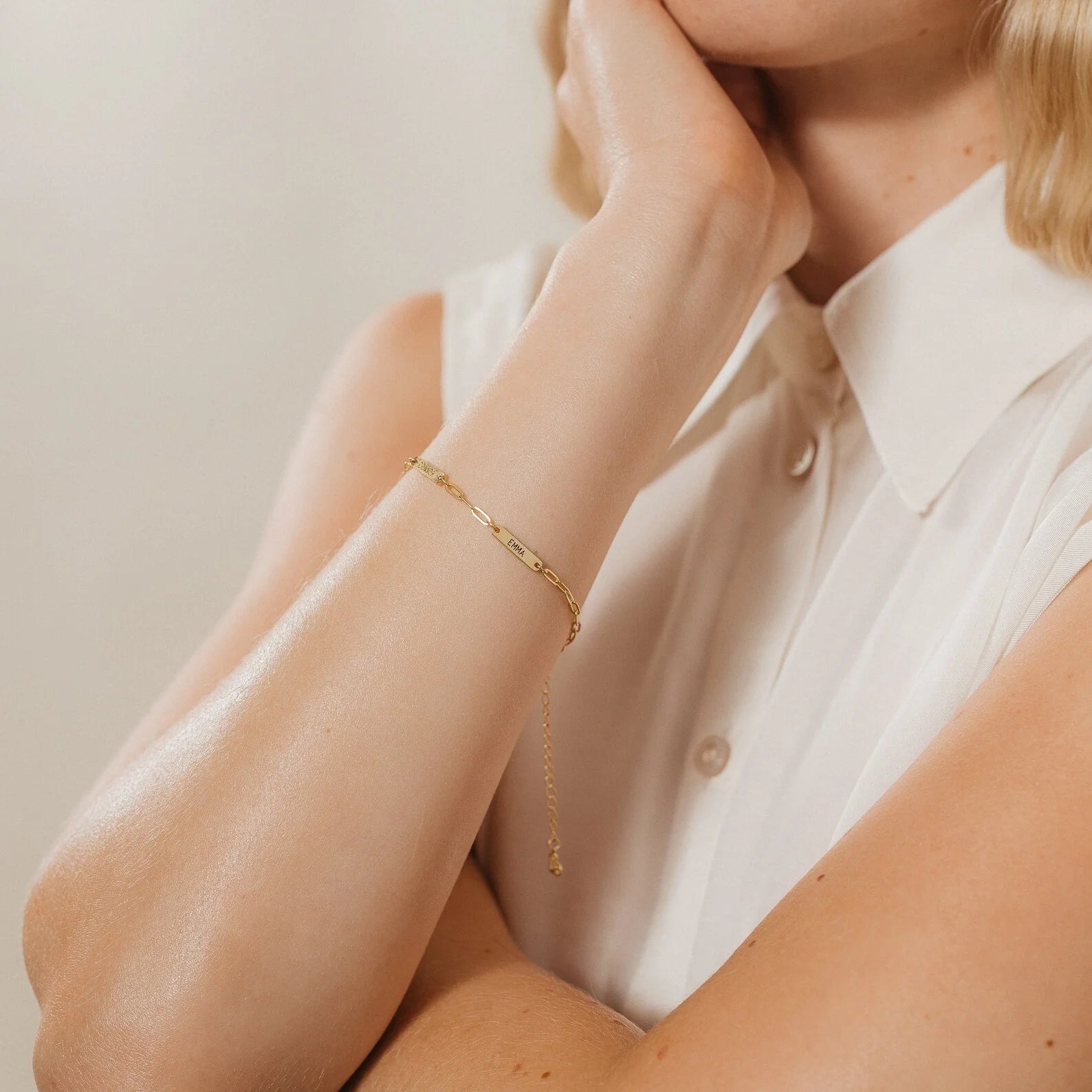 Mini Name Bar Bracelet Silver 18K Gold Plated