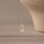Fingerprint Birthstone Teardrop Necklace Silver 18K Gold Plated