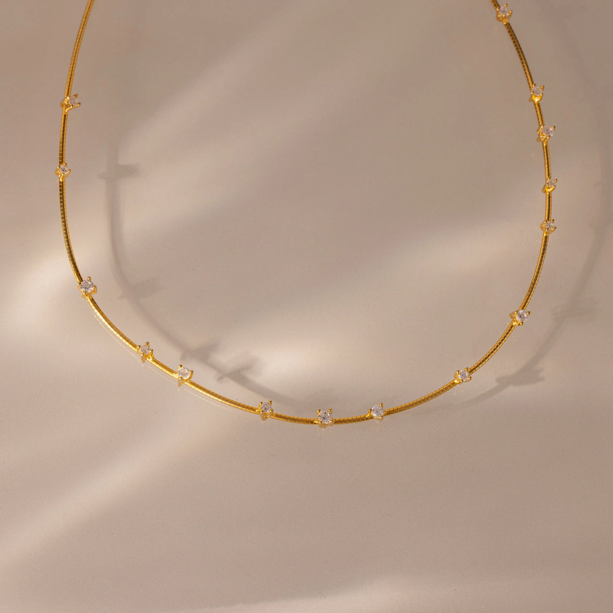 Sprinkle Diamond Necklace  Silver 18K Gold Plated