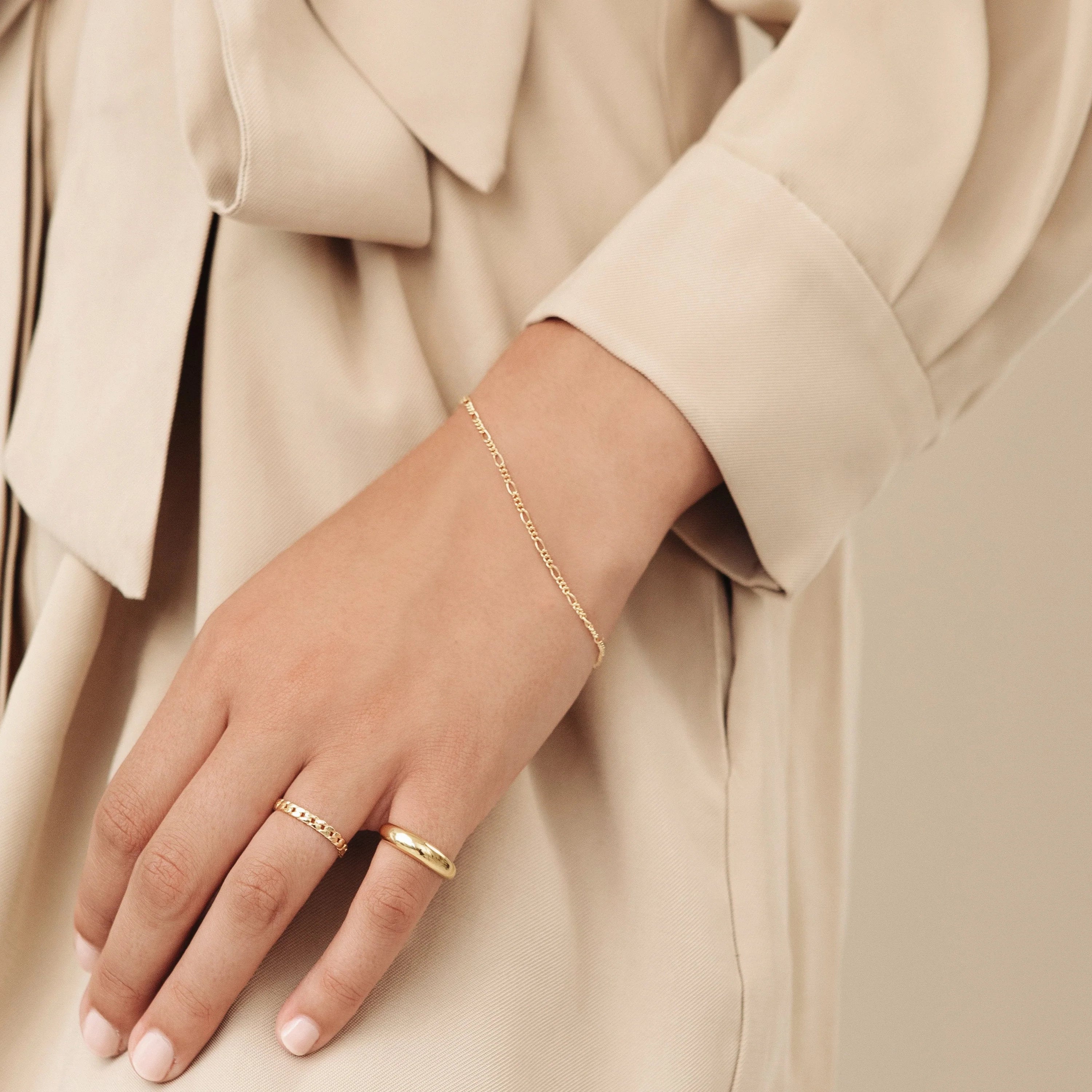 Figaro Bracelet Silver 18K Gold Plated