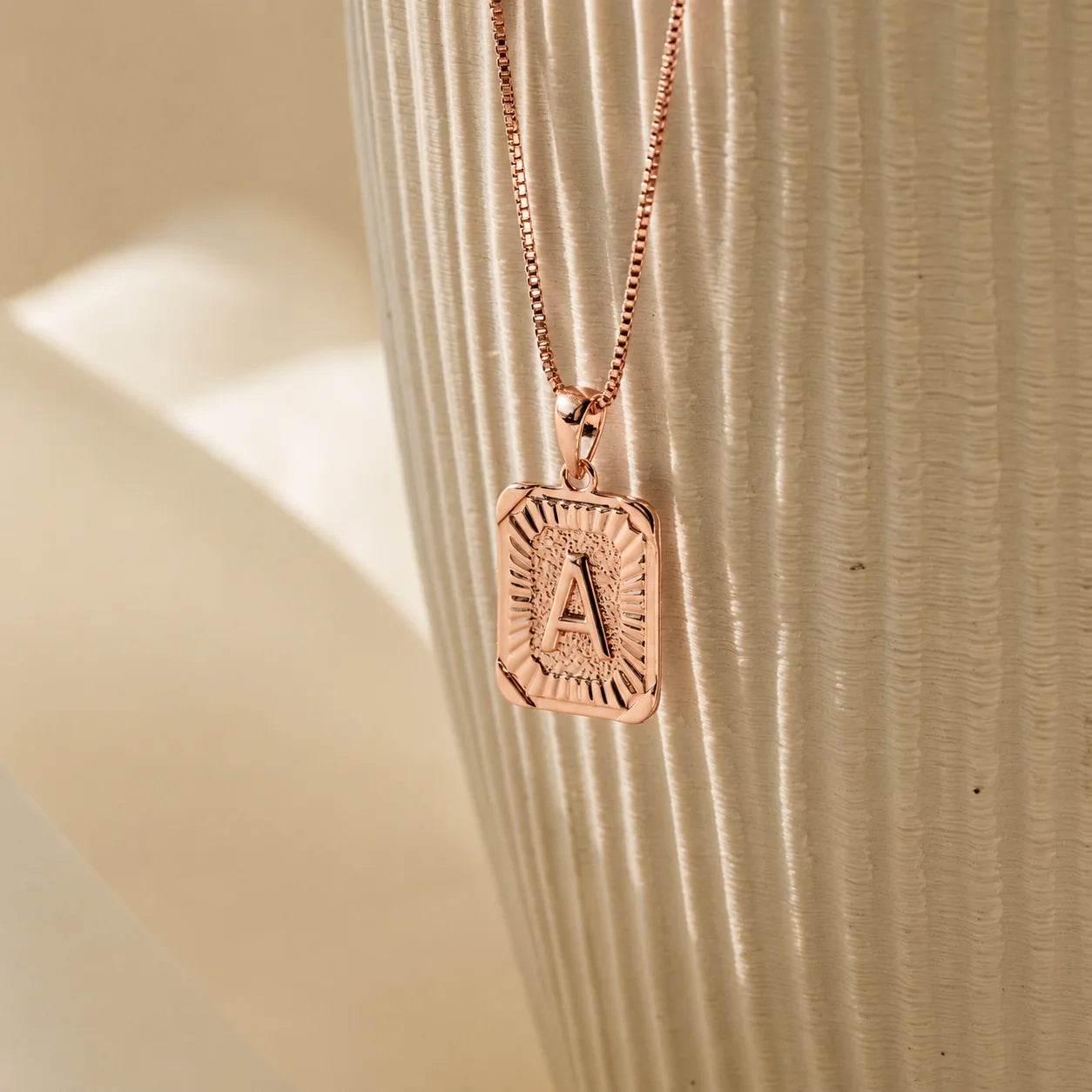 Personalized Initial Rectangle Pendant Necklace