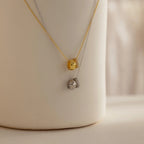Pave Duo Circle Necklace Silver 18K Gold Plated
