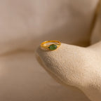 Oval Cut Jade Signet Ring Silver 18K Gold Plated