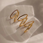 Pink Tourmaline Tennis Ring Set Silver 18K Gold Plated