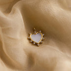 Pave Pearl Heart Charm Silver 18K Gold Plated
