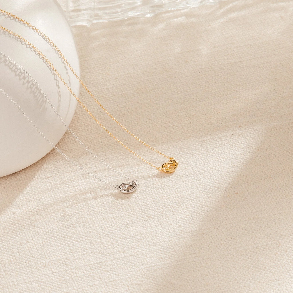 Love Knot Necklace Silver 18K Gold Plated
