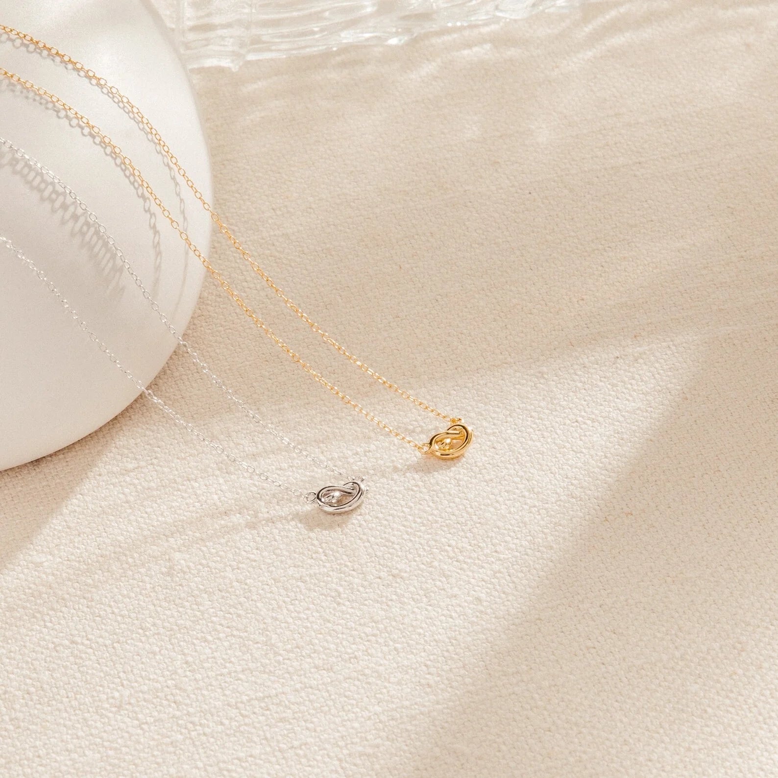 Love Knot Necklace Silver 18K Gold Plated