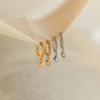 Diamond Opal Drop Charm Huggies Silver 18K Gold Plated
