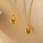 Pet Portrait Coin Necklace Silver 18K Gold Plated
