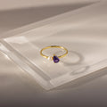 Teardrop Amethyst & Pearl Ring Silver 18K Gold Plated