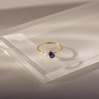 Teardrop Amethyst & Pearl Ring Silver 18K Gold Plated