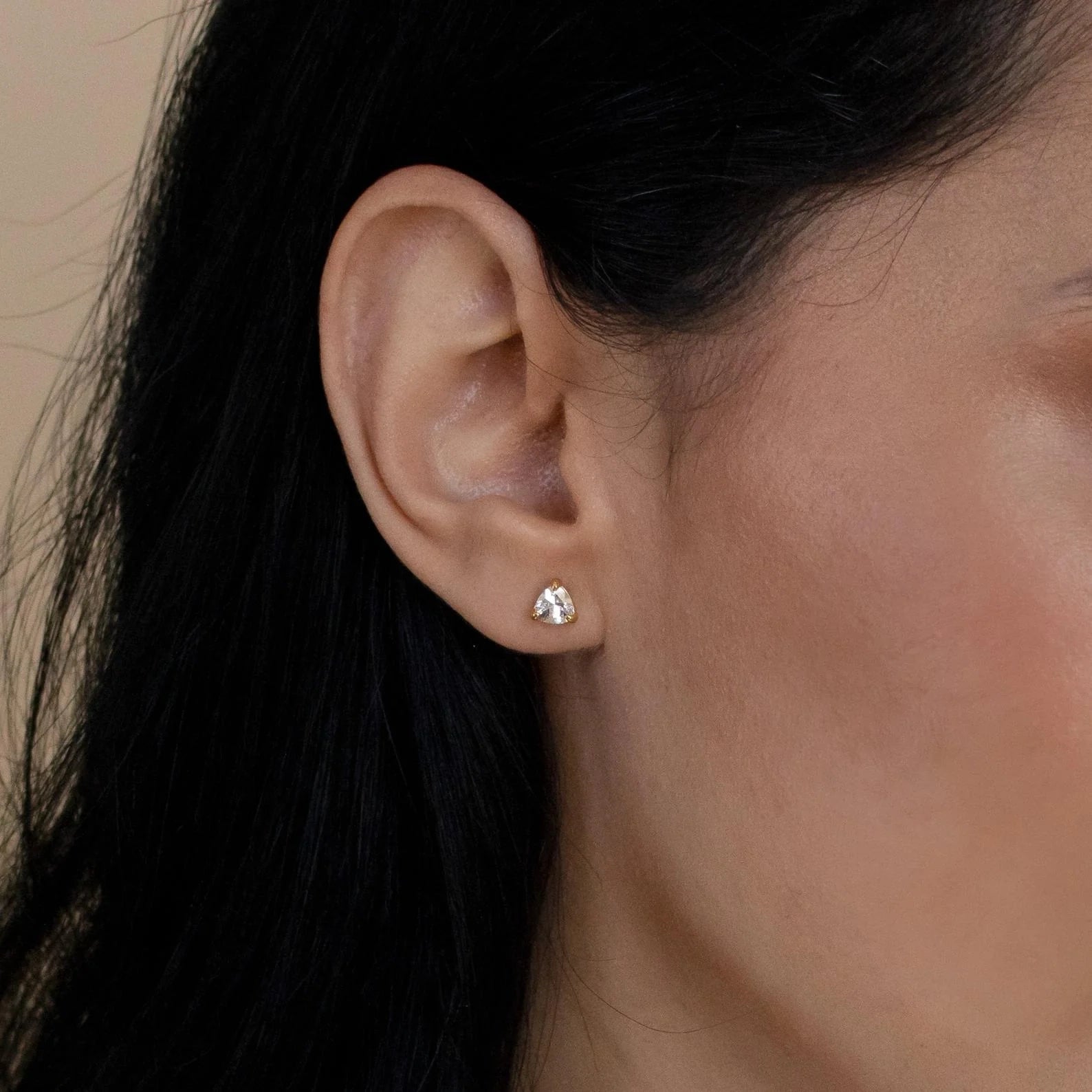 Triangle Diamond Studs Silver 18K Gold Plated