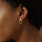 Hexagon Huggie Earrings Silver 18K Gold Plated
