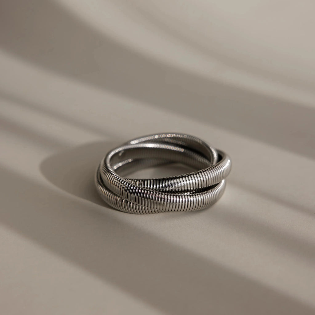 Ribbed Infinity Bangle Silver 18K Gold Plated