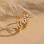 Inside Out Pear Diamond Hoops Silver 18K Gold Plated