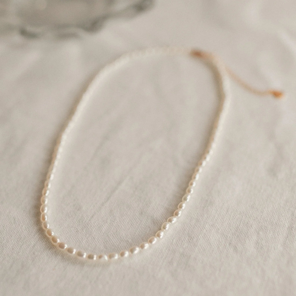 Pearl Choker Necklace Silver 18K Gold Plated