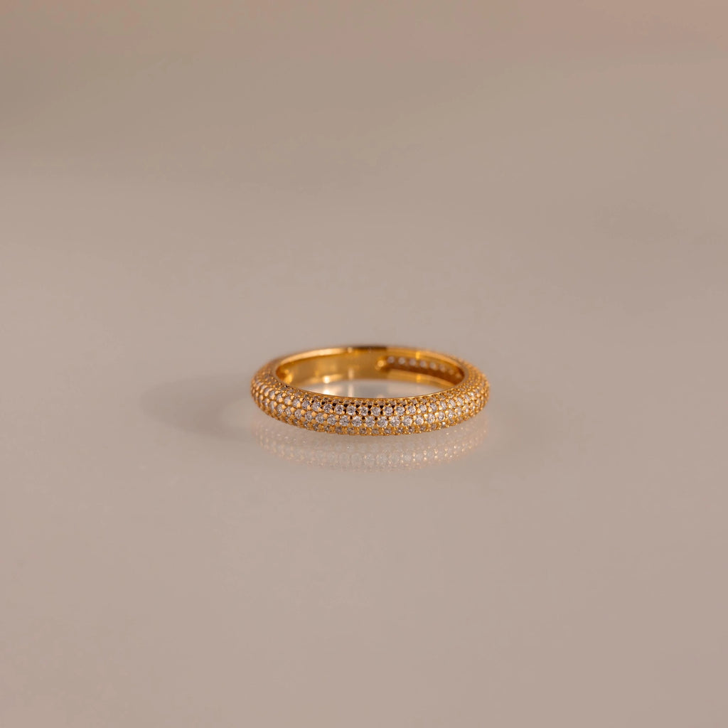 Skinny Pave Stacking Ring  Silver 18K Gold Plated