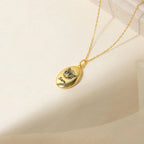 Oval Pet Necklace Silver 18K Gold Plated
