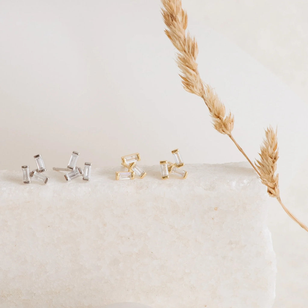 Glacier Diamond Studs Silver 18K Gold Plated