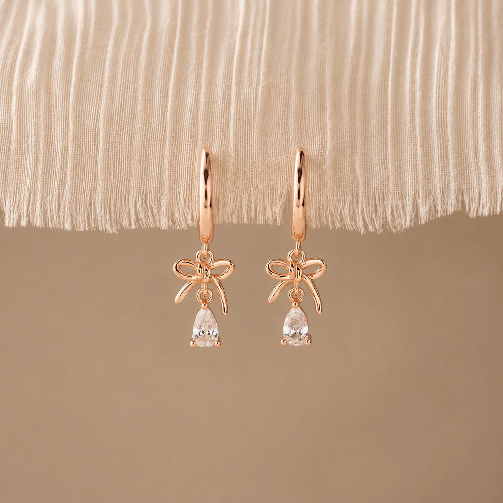 Ribboned Teardrop Hoop Earrings