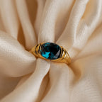 London Blue Signet Ring Silver 18K Gold Plated