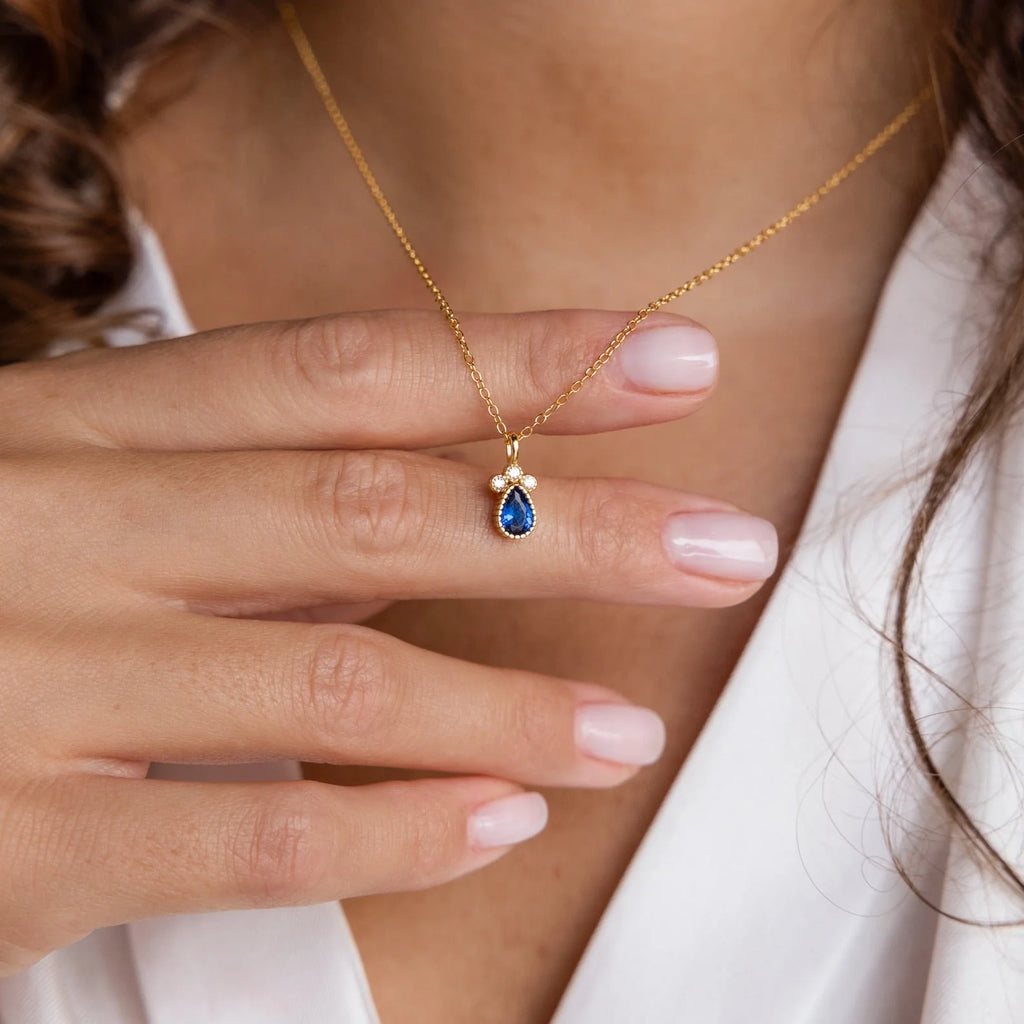 Timeless Sapphire Teardrop Necklace