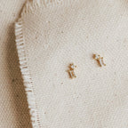 Round & Baguette Diamond Drop Studs Silver 18K Gold Plated