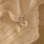 Mismatched Pearl Drop Hoops Silver 18K Gold Plated