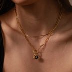 Onyx Honeybee Charm Silver 18K Gold Plated