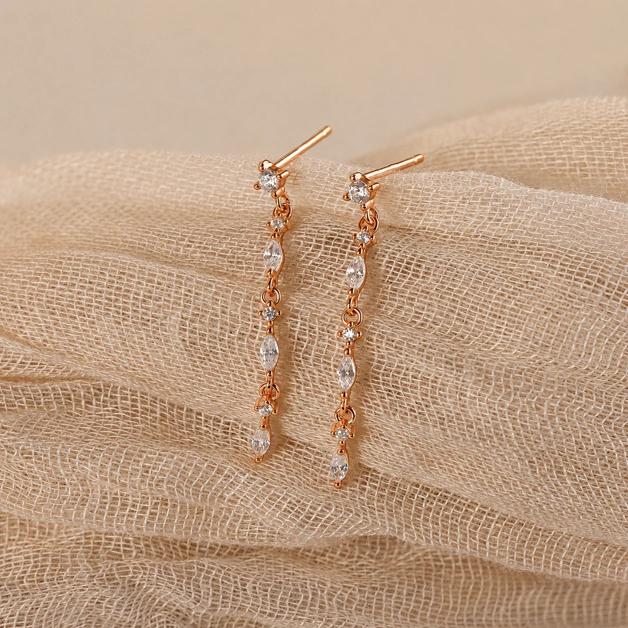 Dainty Diamond Drop Earrings