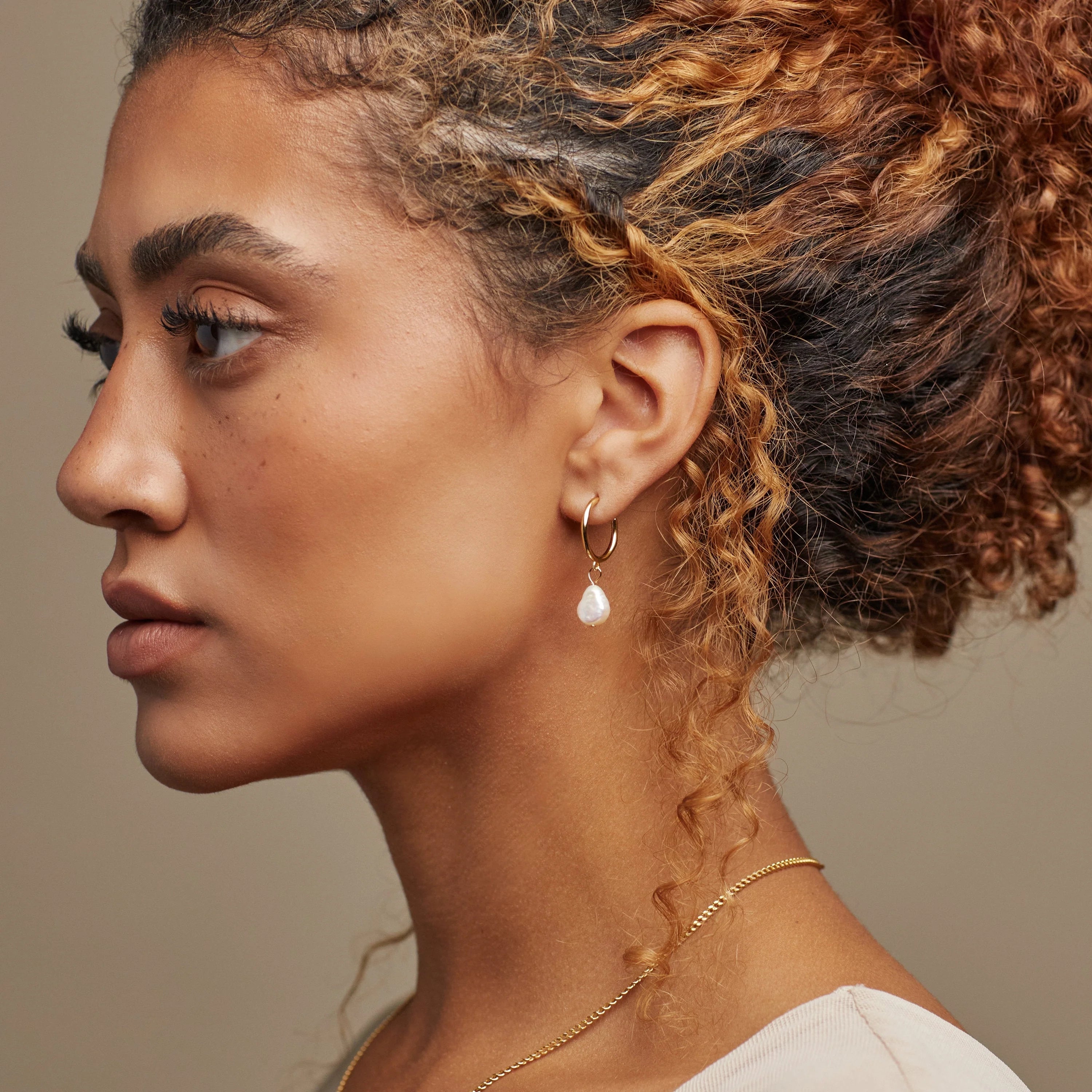 Margot Pearl Hoops Silver 18K Gold Plated