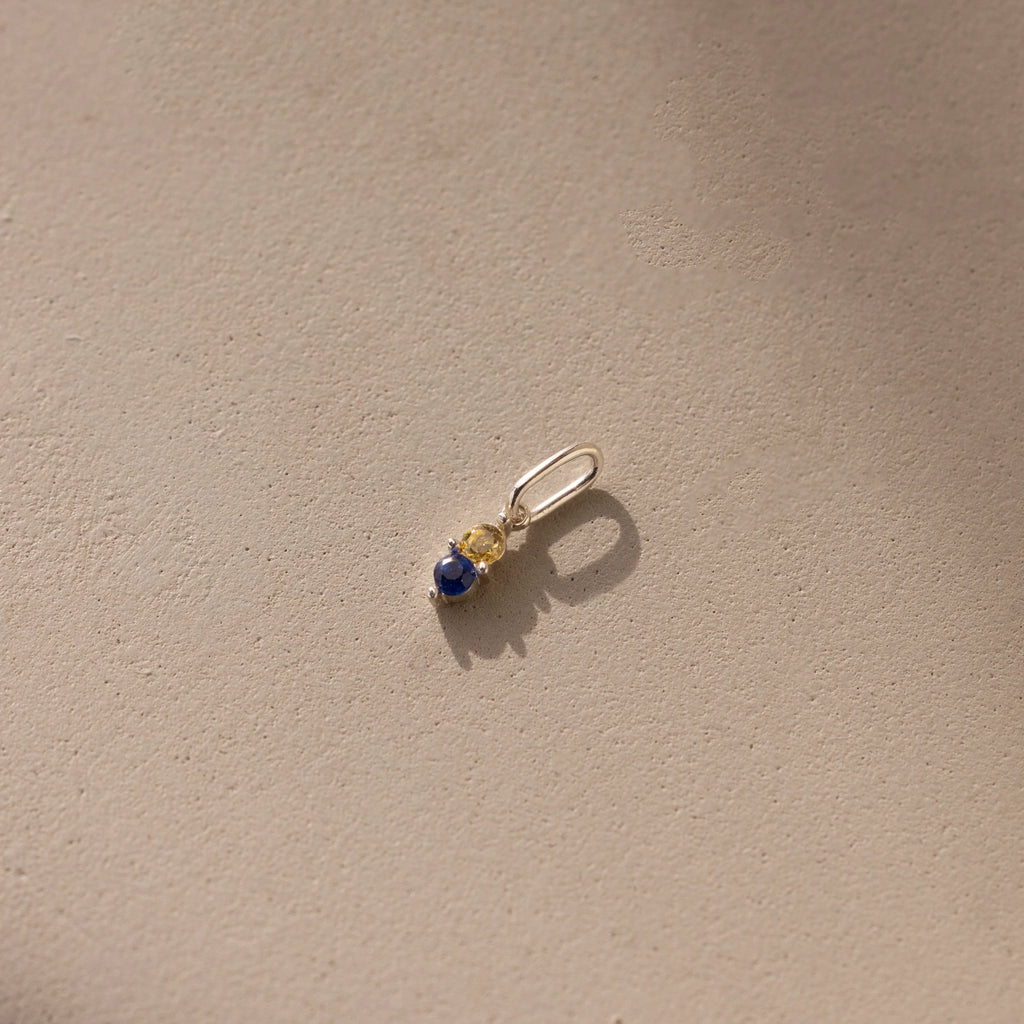 Dainty Duo Birthstone Charm Silver 18K Gold Plated