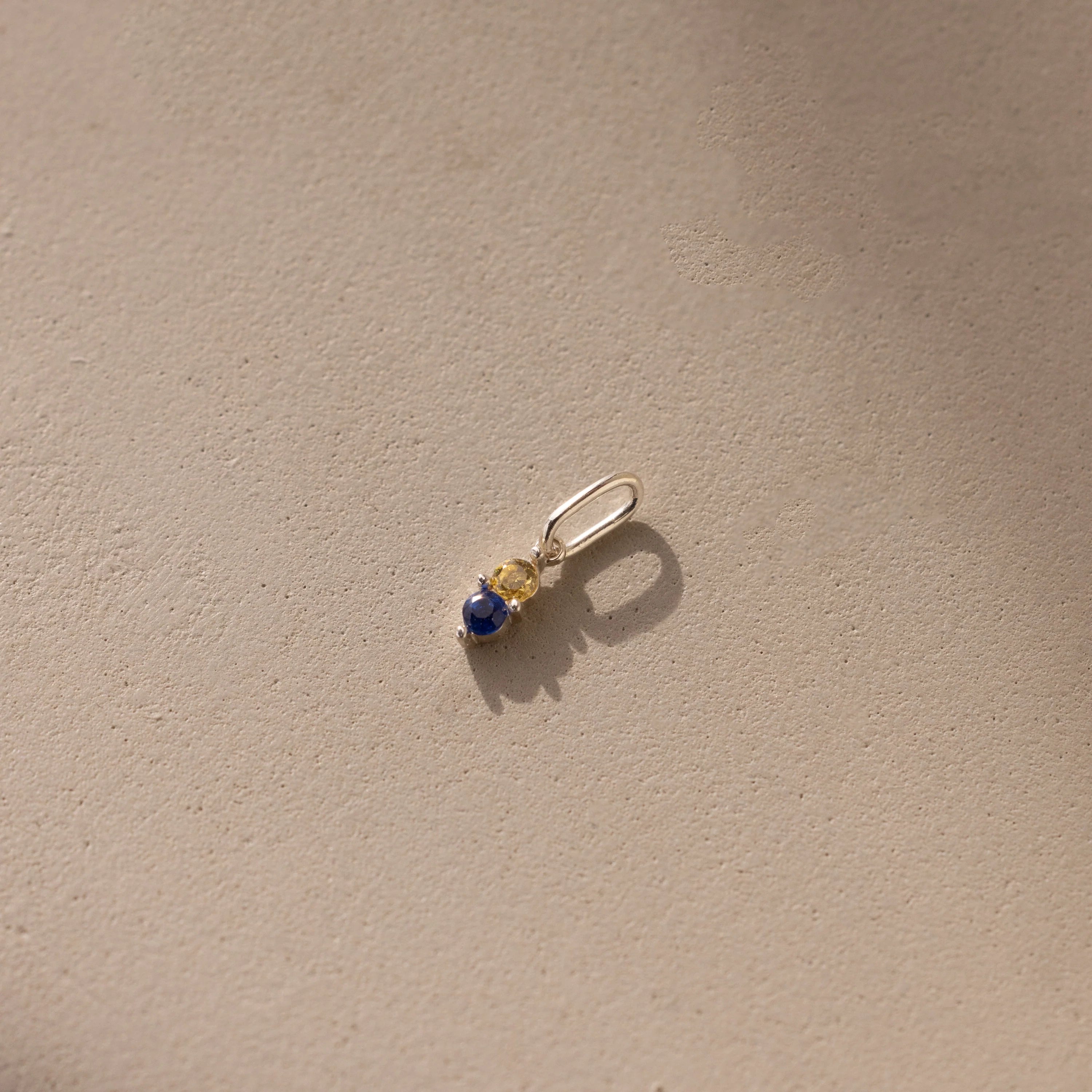 Dainty Duo Birthstone Charm Silver 18K Gold Plated