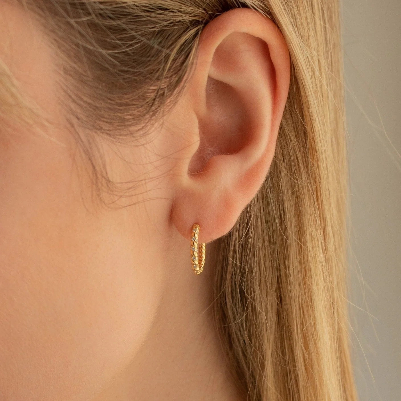 Diamond Twisted Hoops Silver 18K Gold Plated