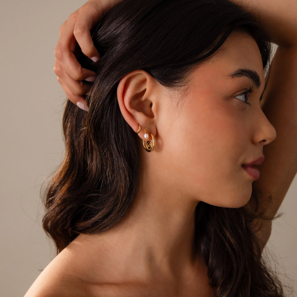 Spiral Swirl Hoops Silver 18K Gold Plated