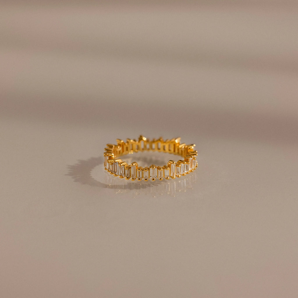 Diamond Art Deco Rhythm Ring Silver 18K Gold Plated
