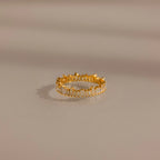 Diamond Art Deco Rhythm Ring Silver 18K Gold Plated