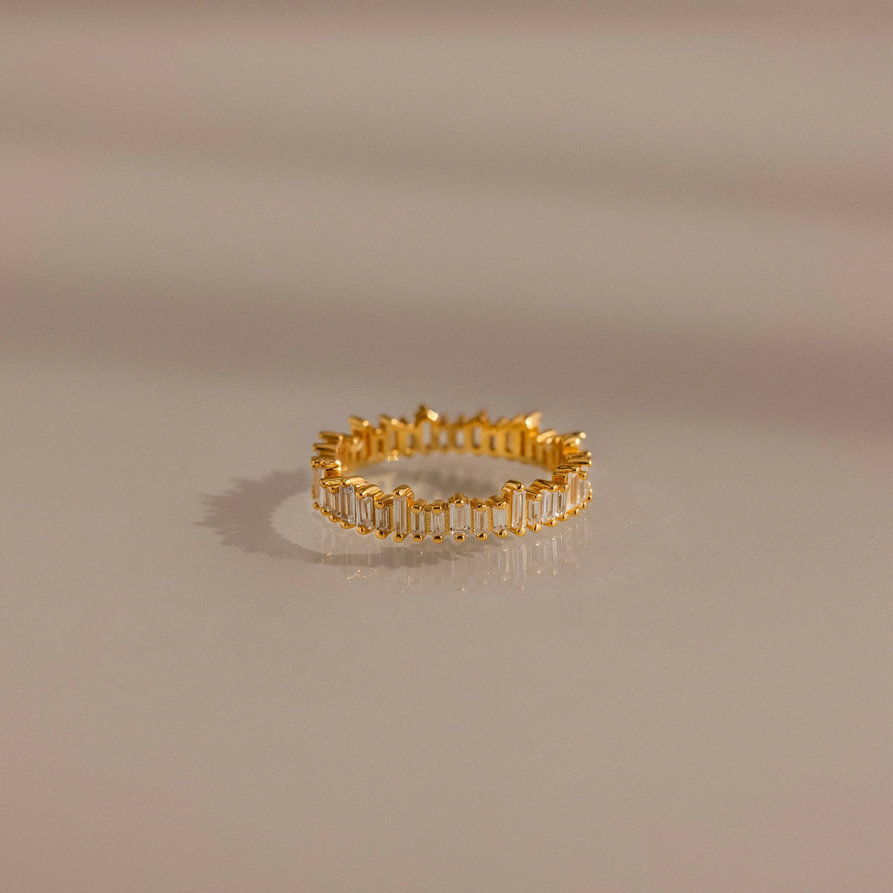 Diamond Art Deco Rhythm Ring Silver 18K Gold Plated