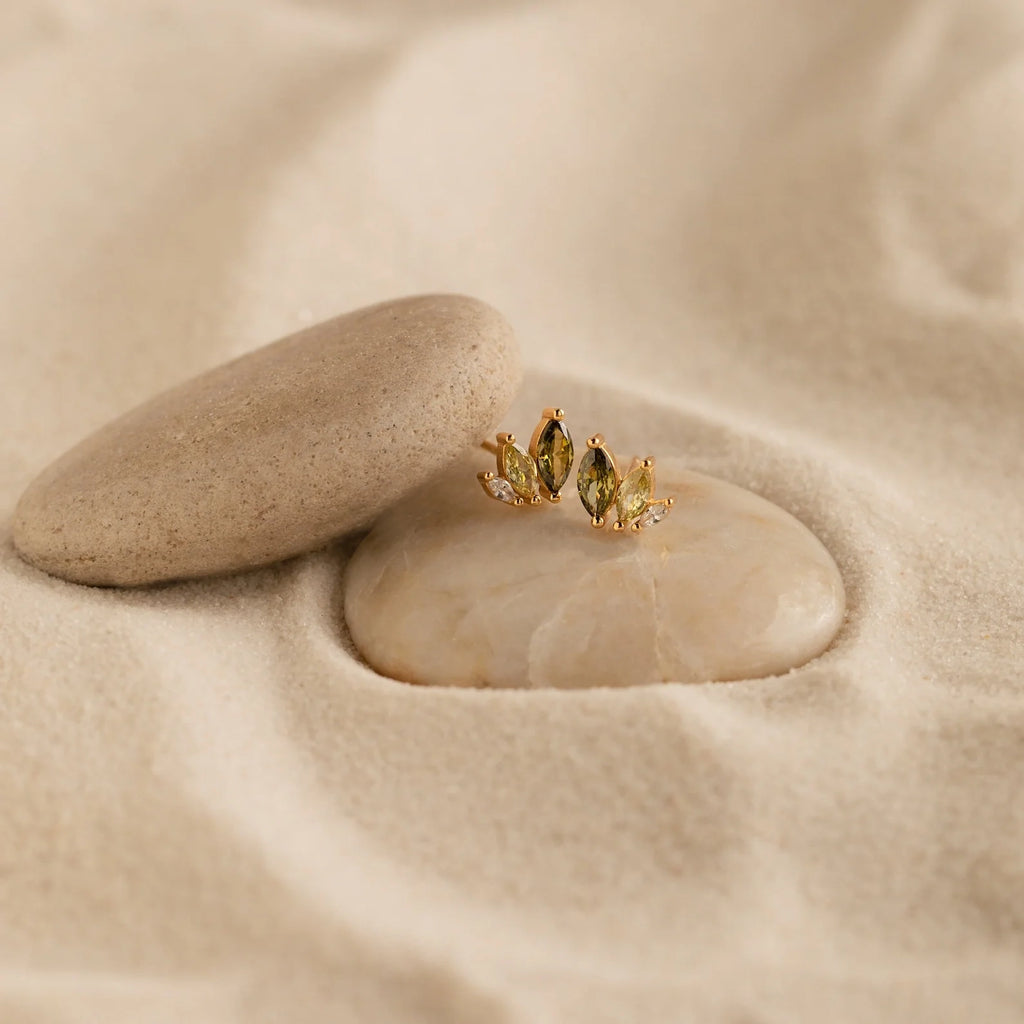 Seagrass Peridot Marquise Studs Silver 18K Gold Plated