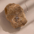Vintage Diamond Cross Necklace Silver 18K Gold Plated