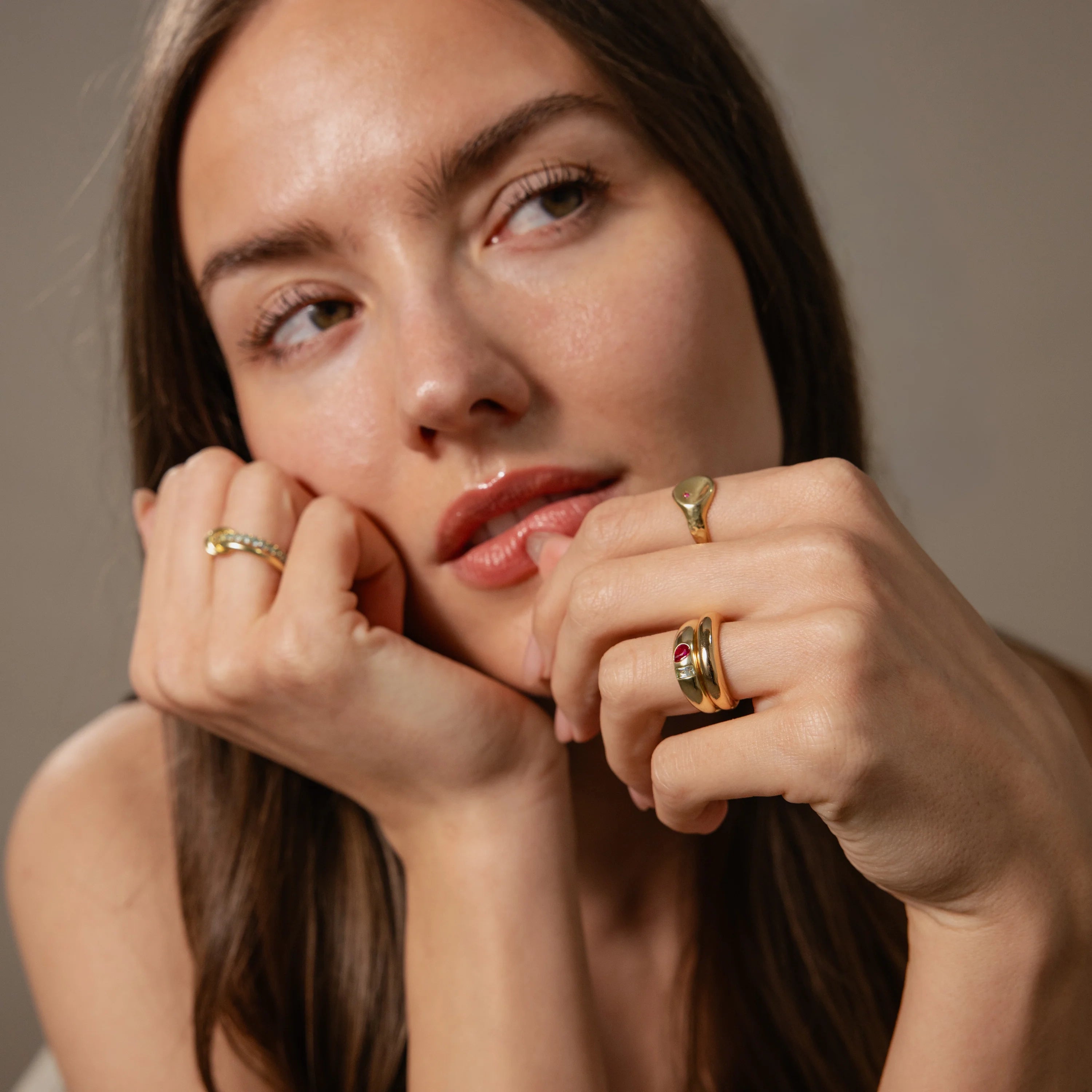 Baguette-Pear Cut Toi et Moi Dome Ring  Silver 18K Gold Plated